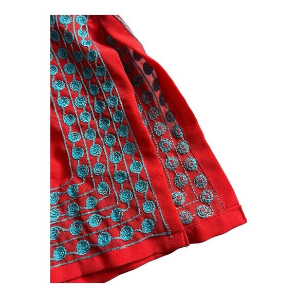 GRETCHEN SCOTT DESIGNS Red and Blue‎ Split Neck 3/4 Sleeve Tunic Top Size Small - Picture 6 of 14